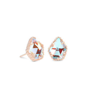 Tessa Gold Stud Earrings in Dichroic Glass
