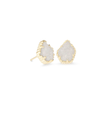 Tessa Gold Stud Earrings in Iridescent Drusy