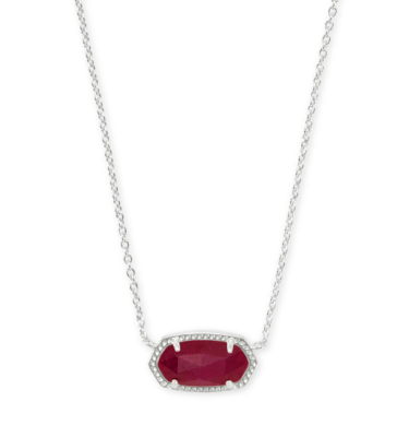 Elisa Silver Necklace in Maroon