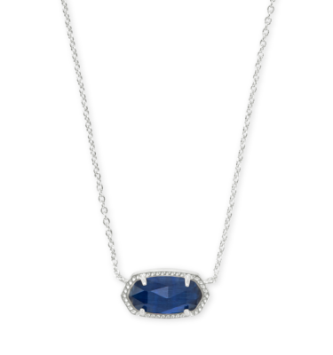 Elisa Silver Necklace in Navy